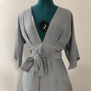 navy and white very thin striped dress